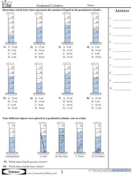Graduated Cylinder Worksheet and 21 Best Metric System Images On Pinterest