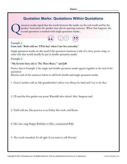 Grammar Complements Worksheet Also Best Grammar Worksheets Elegant Quotation Marks Quotations within