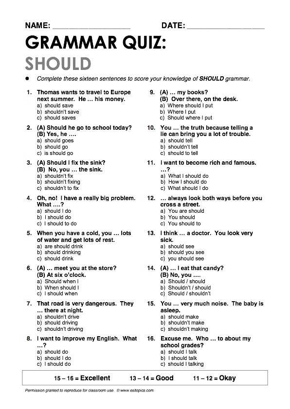 Grammar Complements Worksheet together with Beautiful Grammar Worksheets Unique Should" Grammar Quiz Esl