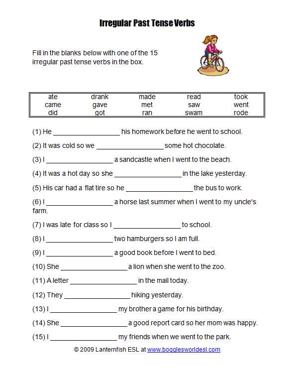 Grammar Review Worksheets Along with Image Result for Worksheets On Past Tense