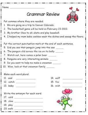 Grammar Review Worksheets Also Grammar for Second Grade Ela for 2nd Grade Mas Punctuation