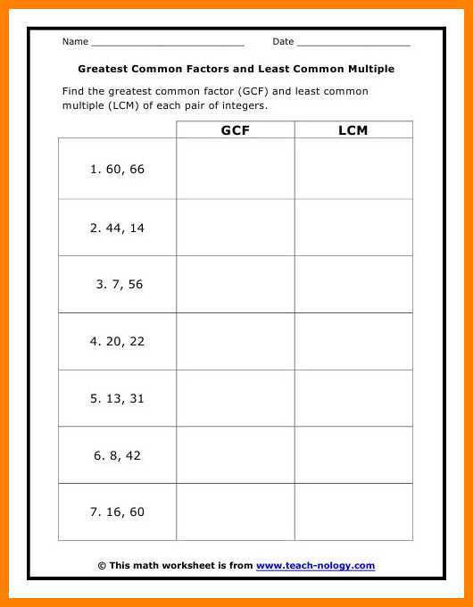 Greatest Common Factor Worksheet Answer Key Along with 10 Least Mon Denominator Worksheet