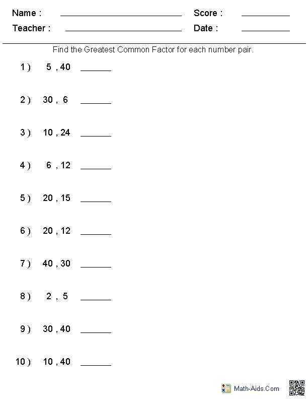 Greatest Common Factor Worksheet Answer Key and 12 Best Middle School Lesson Plans Images On Pinterest