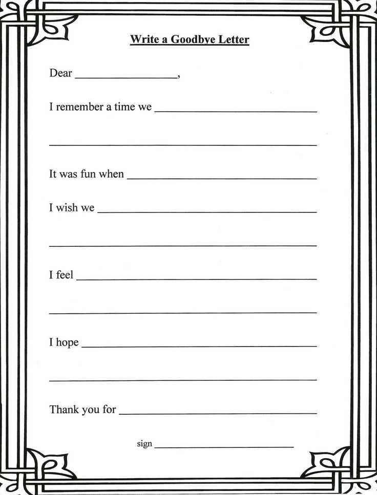 Grief therapy Worksheets with Lorinda Character Education Grief Stages and Goodbye Letter