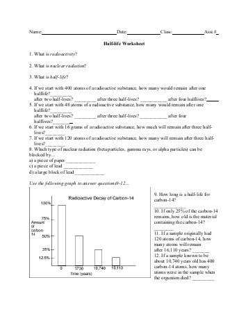 Half Life Practice Worksheet or M&m Half Life Lab