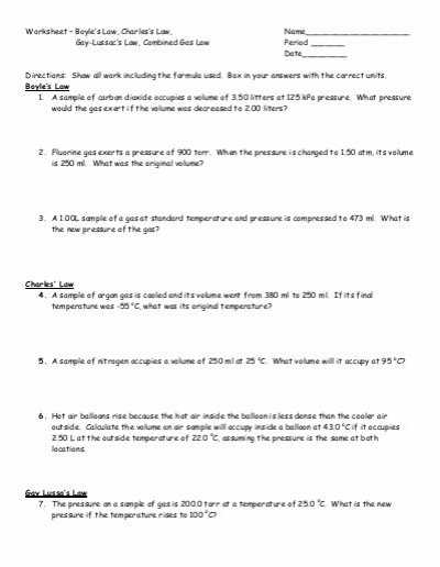 Half Life Practice Worksheet or Worksheets 49 Inspirational Charles Law Worksheet Answers Hd