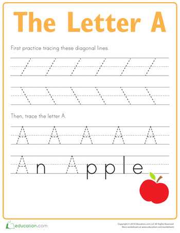 Handwriting Worksheets for Kindergarten and Practice Tracing the Letter A