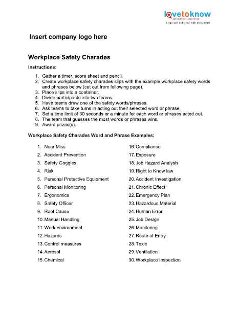 Health and Safety In the Workplace Worksheets and Safety Games for the Workplace