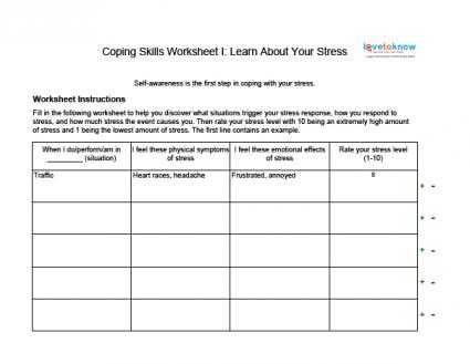 High School Health Worksheets or Unit Title Stress Management