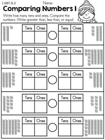 Hundreds Tens and Ones Worksheets with Winter 1st Grade No Prep Math Worksheets