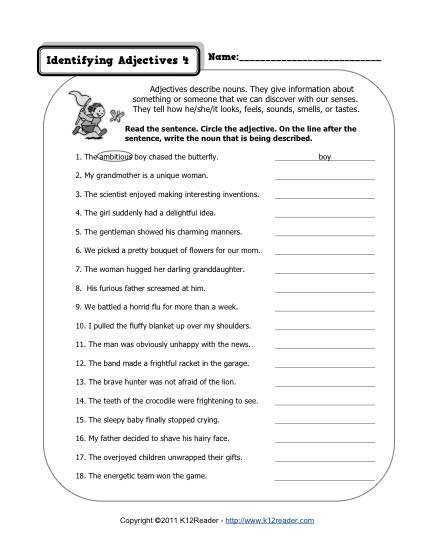 Identifying Adjectives Worksheet and Adorable Adjective Worksheets 5th Grade Free About Identifying