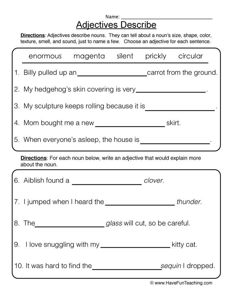 Identifying Adjectives Worksheet with Alluring Adjectives Worksheets for Grade 2 with with