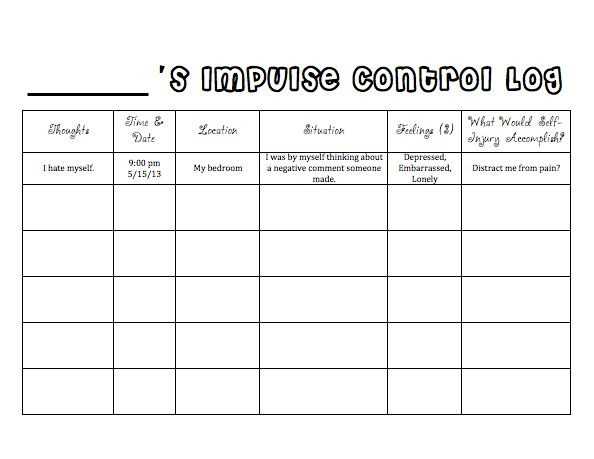 Impulse Control Worksheets Printable Along with Impulse Control Worksheets
