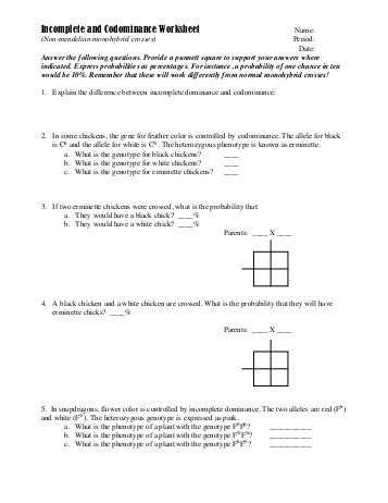 Incomplete Dominance and Codominance Practice Problems Worksheet Answer Key Along with Worksheets 47 Inspirational In Plete and Codominance Worksheet