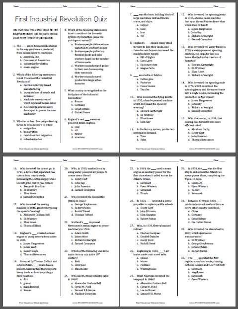 Industrialization Vocabulary Worksheet Also This Multiple Choice Quiz On the First Industrial Revolution