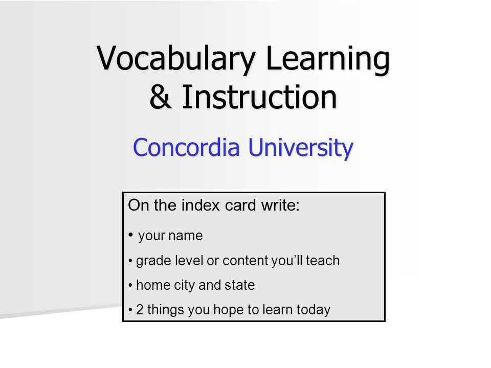 Industrialization Vocabulary Worksheet Also Vocabulary Learning & Instruction Concordia University the Index