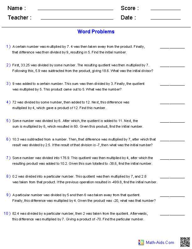 Inequality Word Problems Worksheet Algebra 1 Answers Along with Math Word Problems Worksheets 4th Grade Worksheets for All