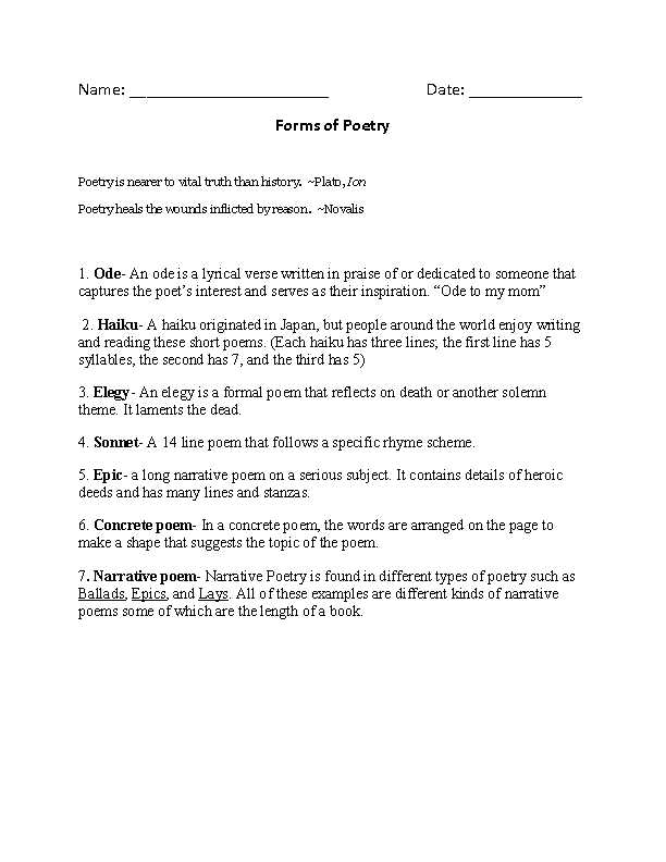 Informational Text Worksheets Along with Englishlinx Poetry Worksheets Fifth Grade