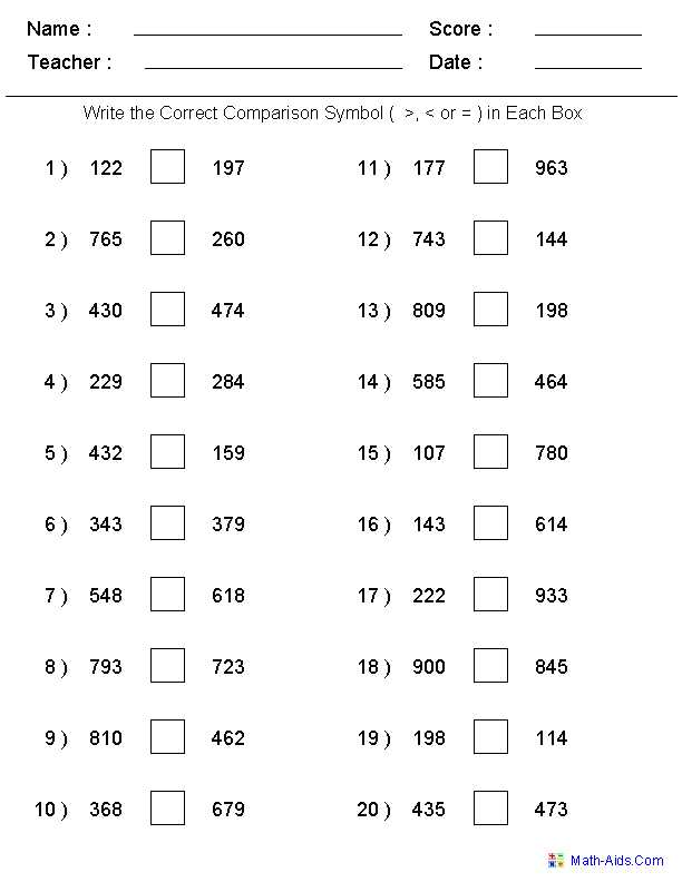 Integers Worksheet Grade 7 Pdf or Greater Than Less Than Worksheets Math Aids
