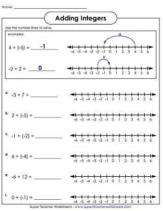 Integers Worksheet Grade 7 Pdf or Integer Worksheets