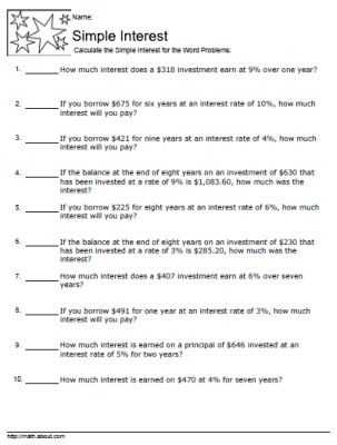 Interest Groups Worksheet Answer Key Also Simple Interest Worksheets with Answers