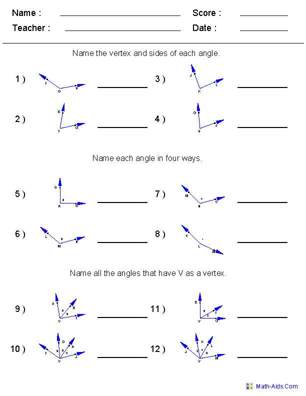 Interior Angles Worksheet with Naming Angles Worksheets 6th Grade Math Pinterest