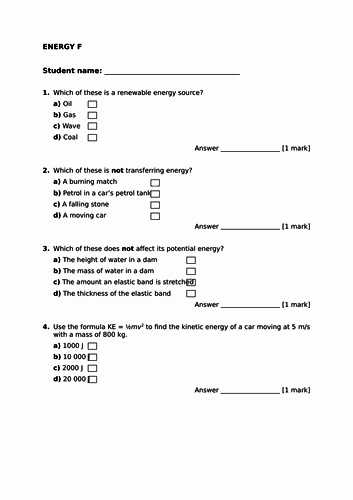 Introduction to Energy Worksheet Answers Along with Kinetic and Potential Energy Worksheet Answers New Ahs Mechanical