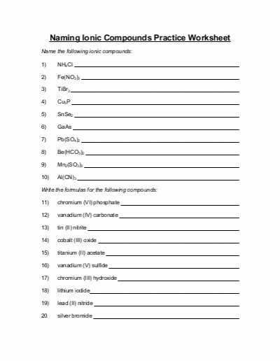 Ionic Compound formula Writing Worksheet as Well as Naming Ionic Pounds Practice Worksheet solutions