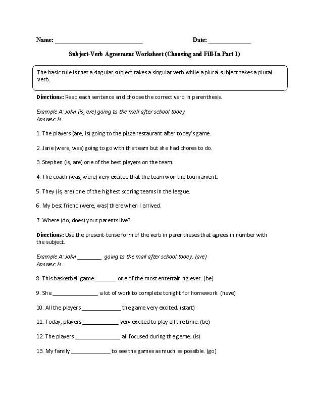 Is and are Grammar Worksheets with Subject Verb Agreement Worksheets Worksheets Pinterest
