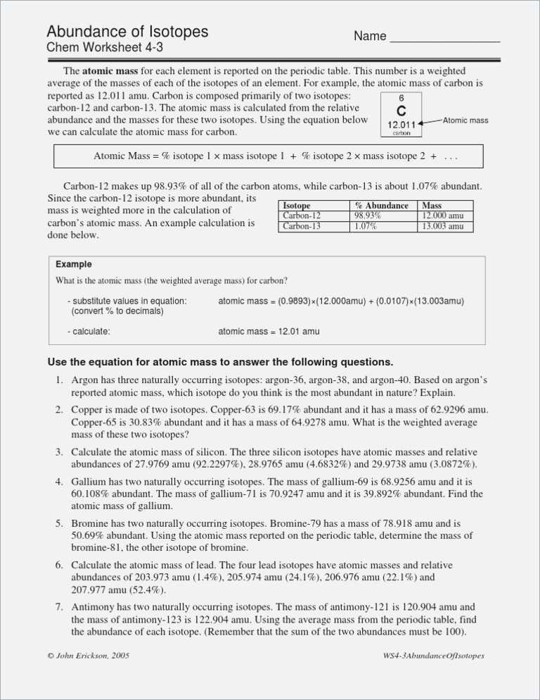 Isotope Notation Chem Worksheet 4 2 as Well as isotopes and Average atomic Mass Worksheet – Webmart