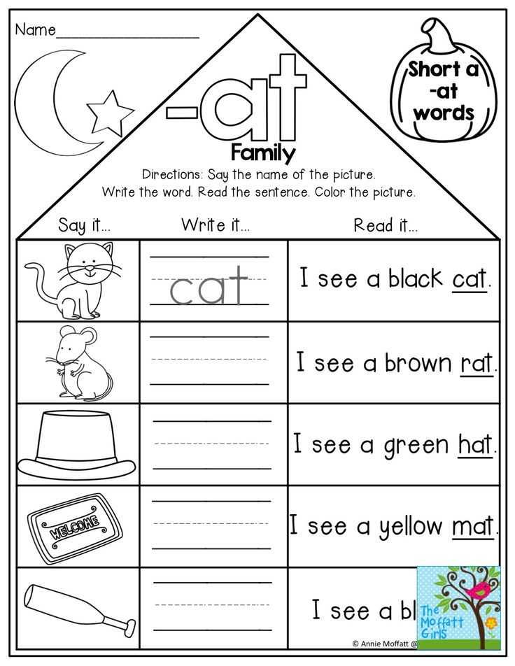 Kindergarten Reading Printable Worksheets Also Word Family Houses Say the Word Write the Word and Read the Simple