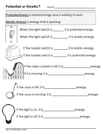 Kinetic and Potential Energy Worksheet Also Potential or Kinetic Energy Worksheet Gr8 Pinterest
