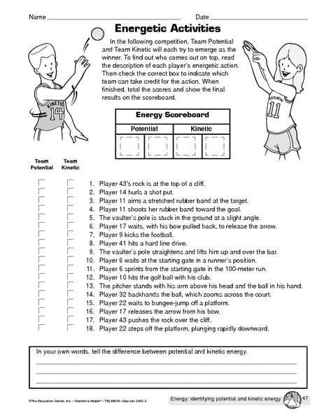 Kinetic and Potential Energy Worksheet and Potential Vs Kinetic Energy Hs Science Pinterest