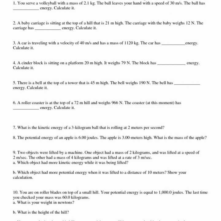 Kinetic and Potential Energy Worksheet together with Kinetic Energy Math Worksheet Kidz Activities