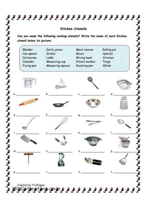 Kitchen tools Worksheet Also Utensils Helena S Cupcake Wars themed Birthday Party