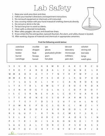 Lab Equipment Worksheet Answers or Lab Safety