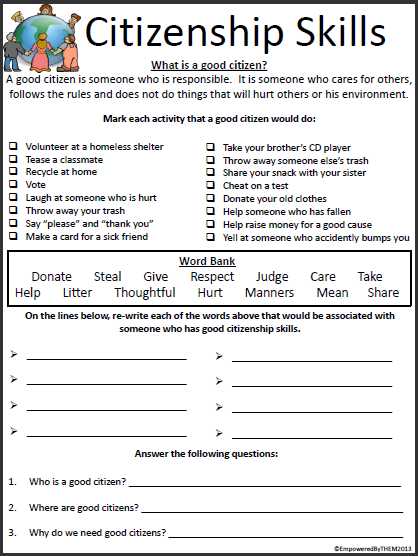 Life Skills Worksheets for Adults Along with Empowered by them Citizenship Skills
