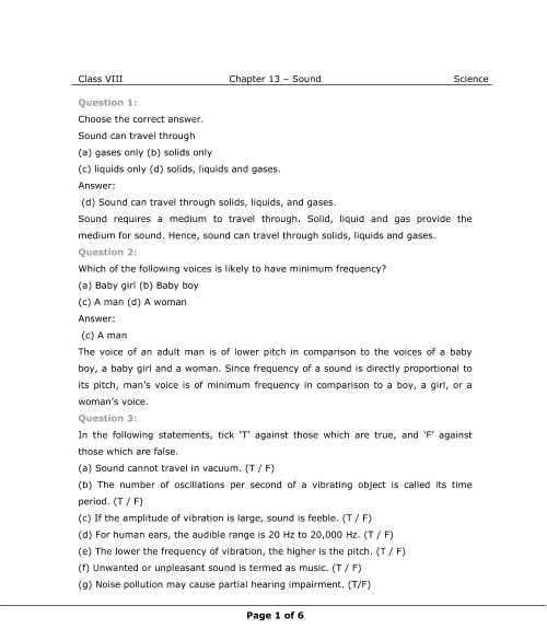 Light and Color Worksheet Answers Physics Classroom or Ncert solutions for Class 8 Science Chapter 13 sound