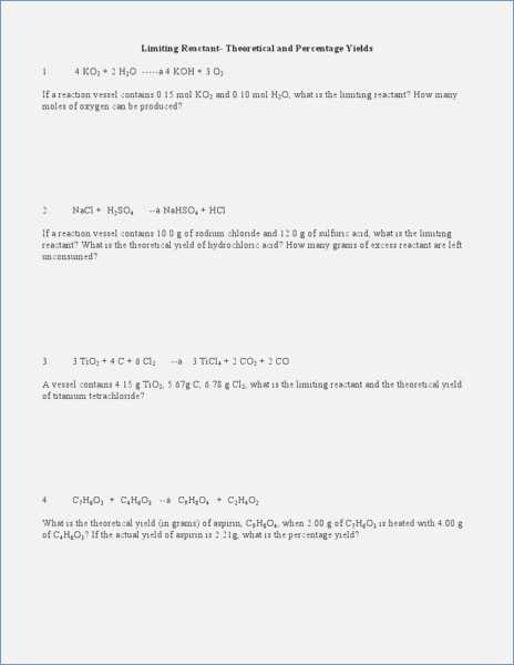 Limiting Reactant and Percent Yield Worksheet Answer Key as Well as Percent Yield Worksheet 1 Kidz Activities