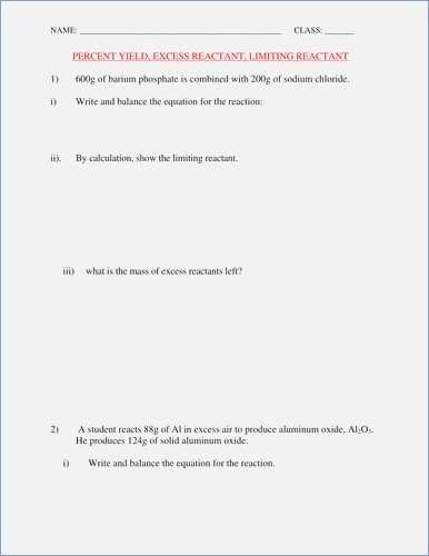 Limiting Reactant and Percent Yield Worksheet Answer Key together with Fresh Limiting Reactant Worksheet Fresh Percent Yield and Limiting
