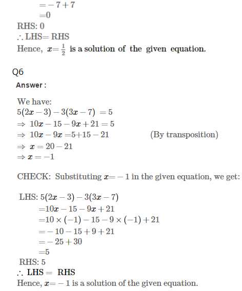 Linear Equations In One Variable Class 8 Worksheets and Rs Aggarwal solutions for Class 7th Maths Linear Equations In E