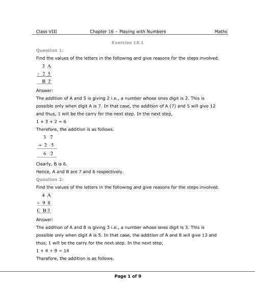 Linear Equations In One Variable Class 8 Worksheets together with Ncert solutions for Class 8 Maths Chapter 16 Playing with Numbers