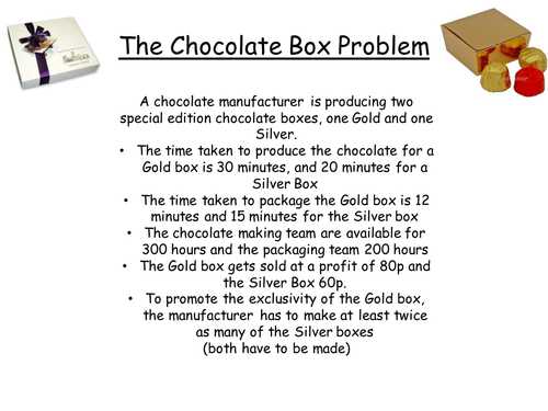 Linear Programming Worksheet with Linear Programming the Chocolate Box Problem Pptx Hi