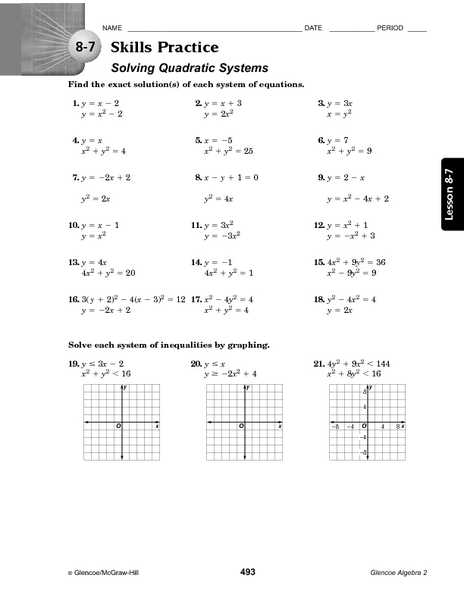 Linear Quadratic Systems Worksheet 1 Also Quadratic Equations and Inequalities Worksheet Kidz Activities