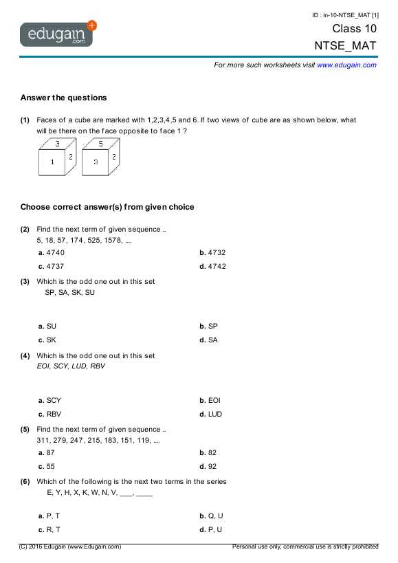 Logical Reasoning Worksheets for Grade 3 Along with Grade 10 Math Worksheets and Problems Ntse Mat
