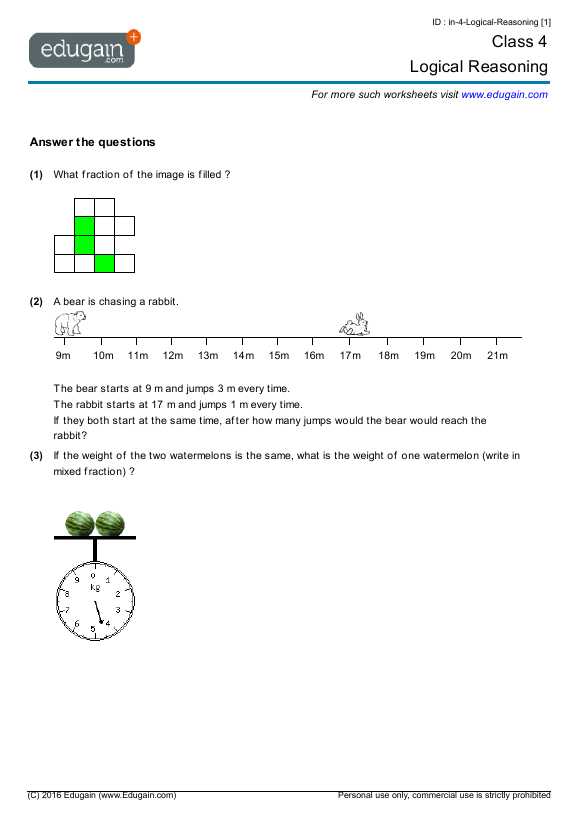 Logical Reasoning Worksheets for Grade 3 with Grade 4 Math Worksheets and Problems Logical Reasoning