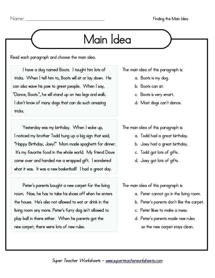 Main Idea Worksheets Pdf Also Reading Worksheets 3rd Grade Close Reading Passages 3rd Grade Tsi