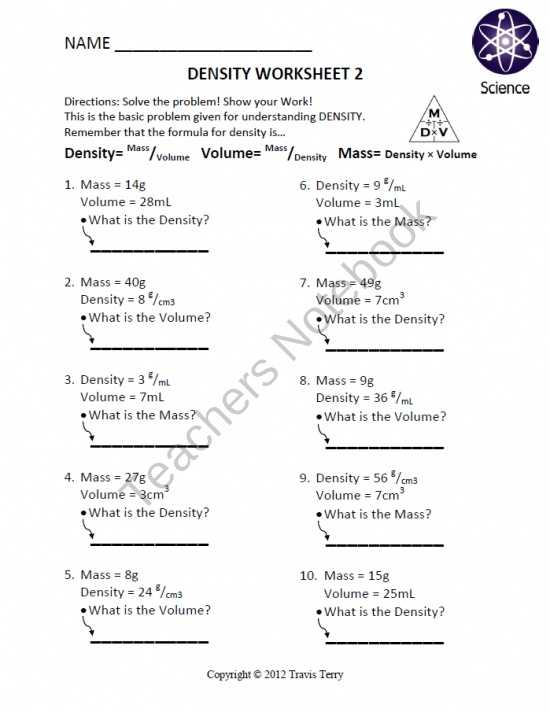 Mass Volume and Density Worksheet Answers with 17 Best Density Images On Pinterest