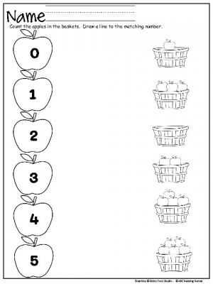Matching Numbers Worksheets and 58 Best Kindergarten Fall Images On Pinterest