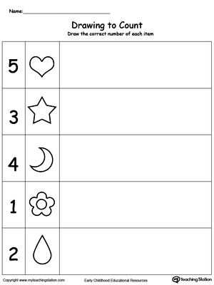 Matching Numbers Worksheets and Trace and Drawing Shapes to Number